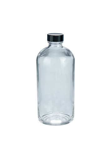 Kimble Tip III Soda-Kireç Camı Şeffaf Dar Ağızlı Boston Yuvarlak Şişe, Beyaz Kauçuk Gömlekler Kapaklı, Kapasite 1oz (144 Kutu)
