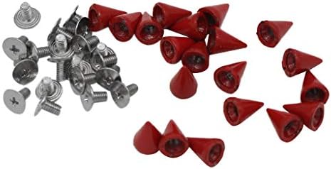 F Fityle 20 Pcs Kırmızı Metal Çiviler Perçin Bullet Koni Vida için Deri El Sanatları 7x10mm