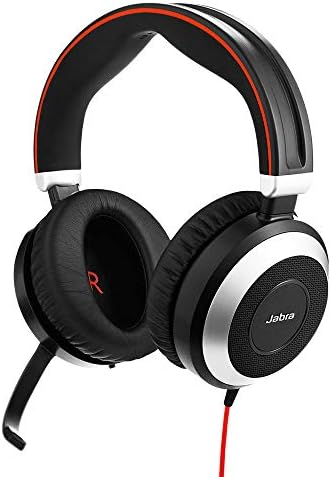 Jabra Evolve 80 MS Kablolu Kulaklık Aramalar ve Müzik için Rakipsiz Gürültü Engelleme Özelliğine Sahip Profesyonel Telefon Kulaklıkları,