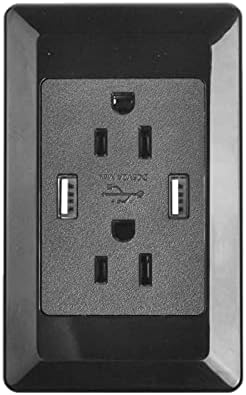 Çift USB Duvar Outlet, siyah Elektrikli Duvar Şarj Güç Çıkışı Paneli Plaka Dock İstasyonu Soket, 40 paketi