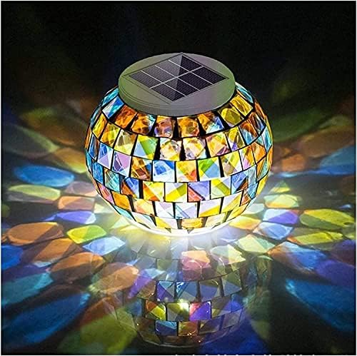 ZYPNB güneş mozaik cam topu bahçe ışıkları, renk değiştiren LED bahçe gece lambası, su geçirmez şarj edilebilir güneş masa ışıkları