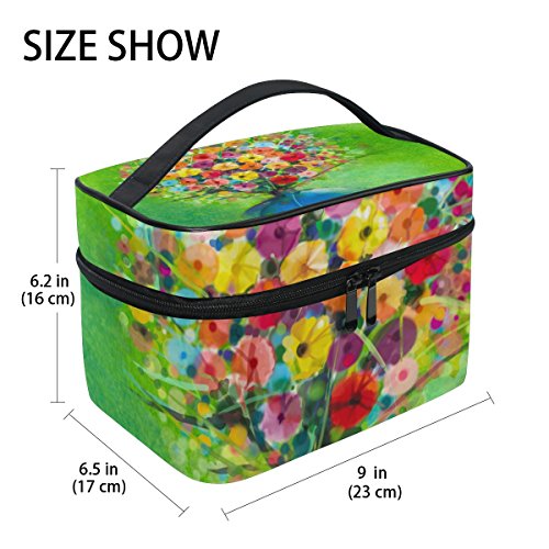 Kozmetik çantası soyut çiçek papatya suluboya bahar çiçek kadın makyaj çantası seyahat depolama Organizatör
