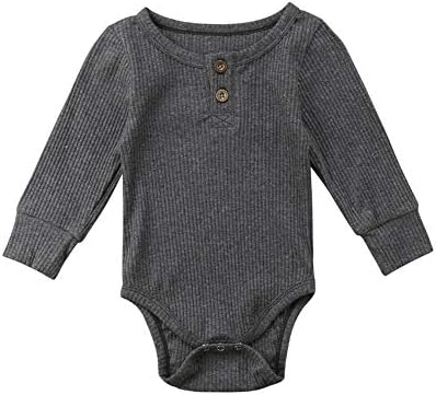 ıddolaka Yenidoğan Bebek Bebek Erkek Kız Uzun Kollu Düğme Romper Bodysuit Tulum Tek Parça Kıyafetler Düz Renk Giysileri