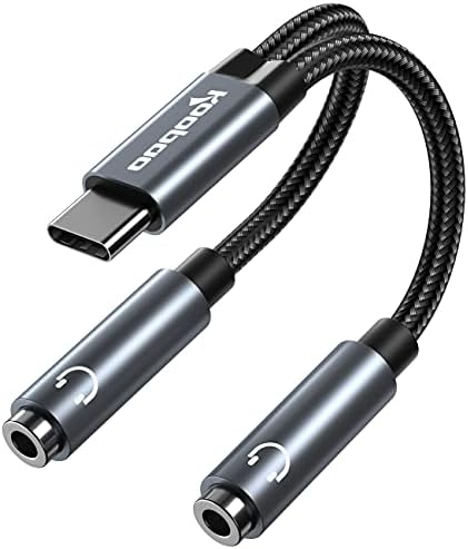 USB C 3.5 mm Aux Ses Kulaklık Splitter, KOOPAO Tipi C Çift 3.5 mm Aux Kulaklık Jak Adaptörü, Hi-Res 2 Yönlü Ses Paylaşımı Y kablo