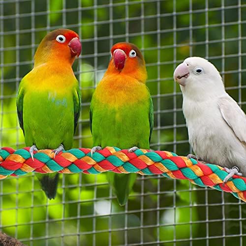 3 Parça Kuş Halat Tünemiş Döndür Halat Levrek Standı Bungee Kuş Oyuncak Papağan Oyuncaklar için Çok Renkli Kuş Kafesi Oyuncak