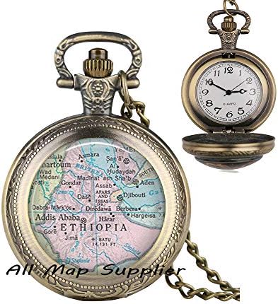 AllMapsupplier Moda cep saati Kolye, Etiyopya harita Kolye, Etiyopya harita cep saati Kolye Etiyopya cep saati Kolye Etiyopya