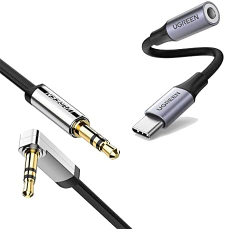 UGREEN 3.5 mm Ses Kablosu Aux Kablosu 3FT ve Örgülü USB C-3.5 mm Ses Adaptörü Paketi