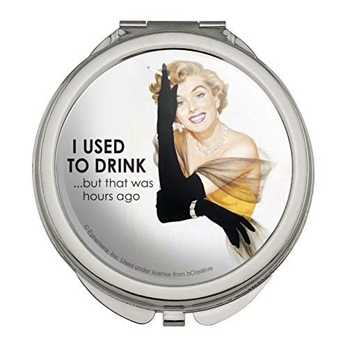 Eskiden içerdim ama bu Saatler Önceydi Komik Mizah Kompakt Seyahat Çantası Çanta Makyaj Aynası