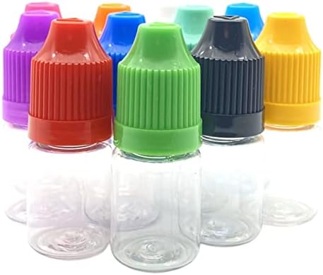 Sprey Şişesi 100 adet 5 ml Boş Plastik iğne Şişeleri Çocuk Geçirmez Kapaklı ve Uzun Uçlu Sıvı Çok Yönlü ve Taşıması Kolay (Renk: