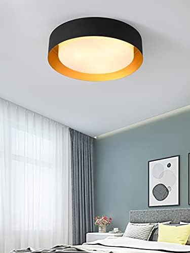 Yasince Modern Davul-şekil gömme Montaj tavan ışık, Metal Yuvarlak tavan Lambası, siyah ve Altın Tavan ışık Fikstür için Yatak