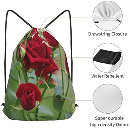 İpli sırt çantası gül çiçek dize çanta Sackpack Cinch çuval spor çanta spor salonu alışveriş Yoga için