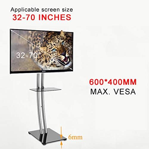 Kavisli Zemin TV Standı, Temperli Cam Taban ve Tepsi, Çoğu 32-70 İnç LCD LED TV için, Kablo Yönetimi, VESA 600x400mm