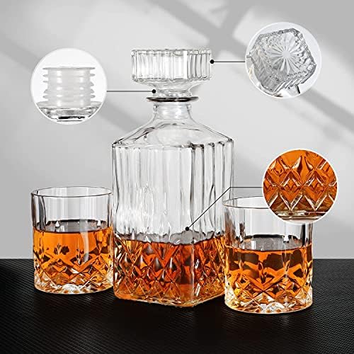 Hediye Kutusunda Viski Sürahisi ve 6 Viski Bardağı Seti-Bourbon, Scotch, Votka için Orijinal Kristal Likör Sürahisi Seti