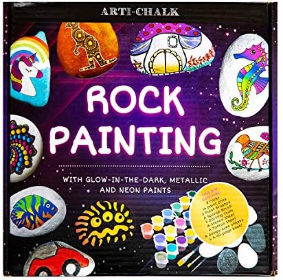 Yetişkinler için Kaya Boyama Kiti, 8-12 Yaş Arası Çocuklar için Sanat ve El Sanatları Kaya Boyama Kitabı ve 16 Renk Karanlıkta