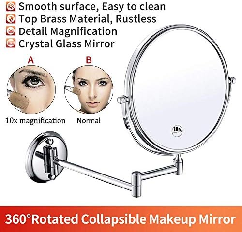 Nhlzj Temiz ve Parlak Duvara Monte Makyaj Aynaları Büyüteç Uzatmak Sağlam Ayarlanabilir Tıraş Kozmetik Ayna Banyo Vanity Aynalar