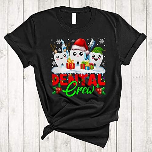 Diş ekip komik noel ışıkları Santa ren geyiği ELF diş Noel diş hekimi kadro hediyeler Unisex T-Shirt