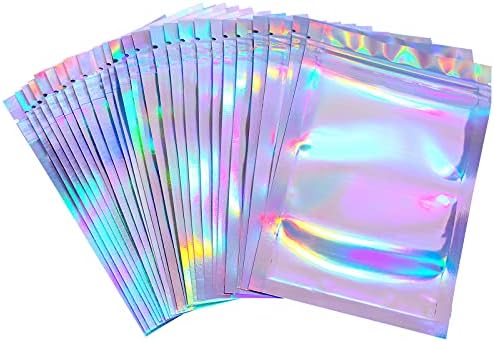100 Parça Saklama Torbaları Gıda Depolama için Holografik Ambalaj Torbaları Saklama Çantası (Holografik Renk, 4x6 İnç)