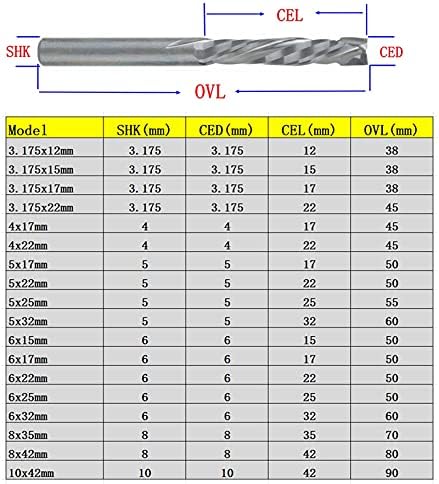 MEIHE-Parts Zhouqıgege 1 Adet Yukarı Aşağı Kesim 2 Flüt Spiral Karbür End Mill Aracı Freze Kesiciler için CNC Router Bit (Boyutlar: