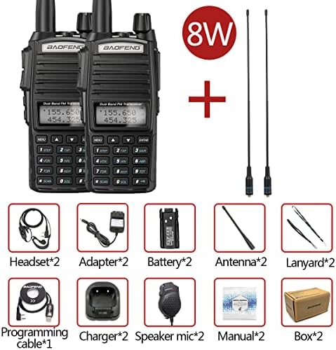 BaoFeng UV-82 Yüksek Güç 2 Yönlü Radyo Taşınabilir Amatör Radyo BaoFeng Walkie Talkie Programlama Kablosu ve 2 AR-771 Anten,