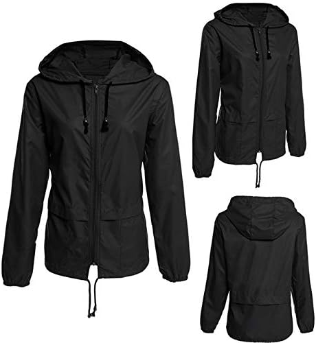 Andongnywell kadın Ceketler ile Cepler Moda Kapşonlu Uzun Kollu Yumuşak Tam Zip Ceket için Açık (Siyah, XX-Large)