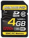 Dijital Hız 4 GB 1200X Profesyonel Yüksek Hızlı Mach III 160 MB/s Hata Ücretsiz (SDHC) HD Hafıza Kartı Sınıf 10